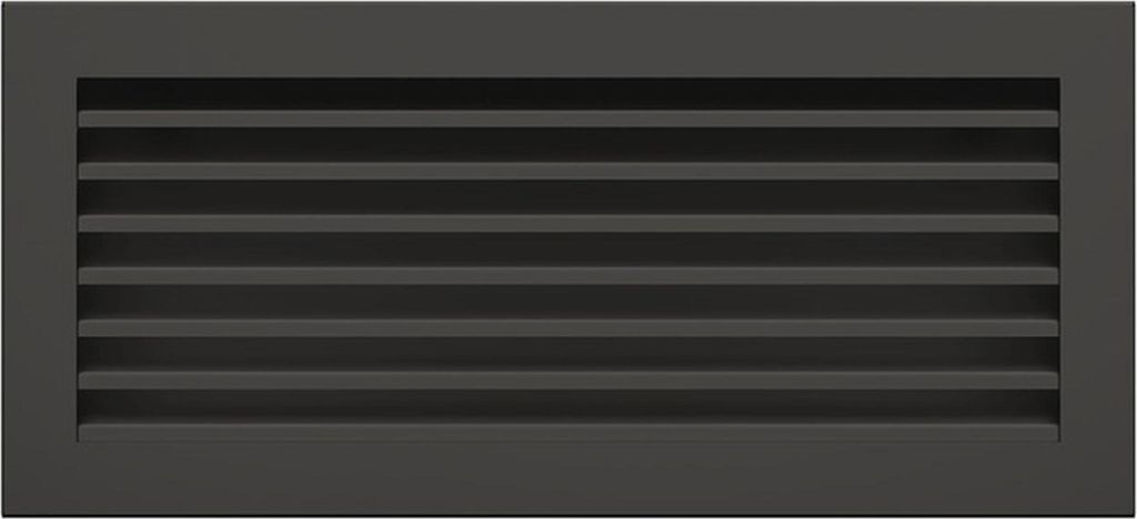 Kaminlüftungsgitter Schwarz FLAT 17x37 cm – Lüftungsgitter für Kamin, Ofen oder Wand – Metall, rechteckig