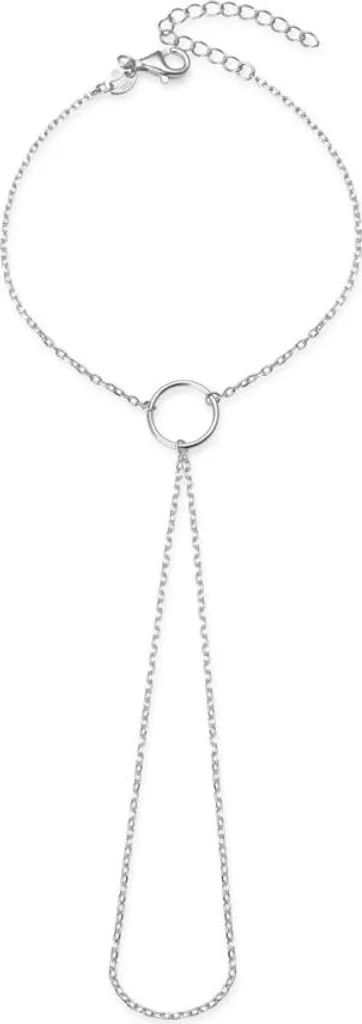 Bracelet bague chaîne de main AGB736/21 en métal argenté brillant