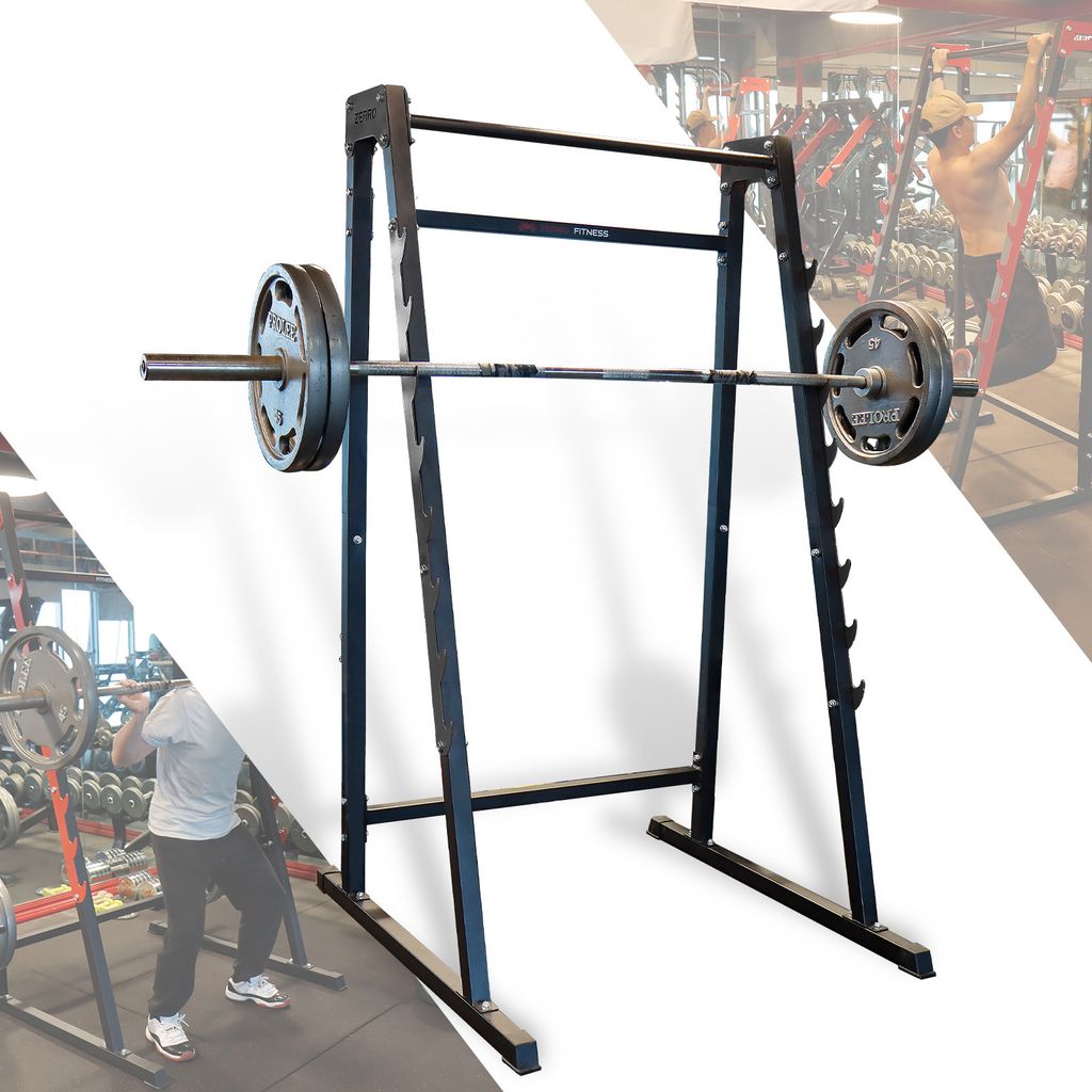 ZERRO Squat Rack Langhantelständer Kniebeugenständer mit 8-Stufen Hakenleiste, Color:Schwarz