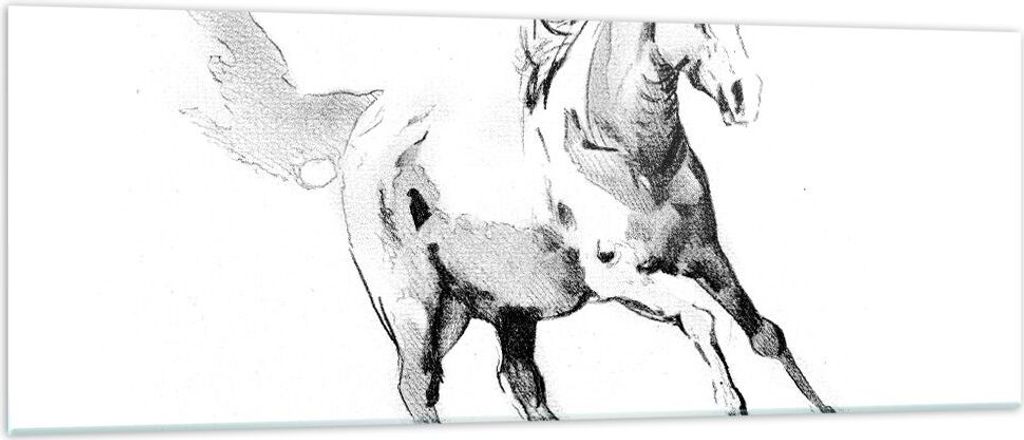 Bilder auf glas - Einteilig - Pferd Galopp Tier - 140x50cm - Glasbilder - Wandbilder - Bilder - zum Aufhängen bereit - Wanddekoration aus Glas - G...