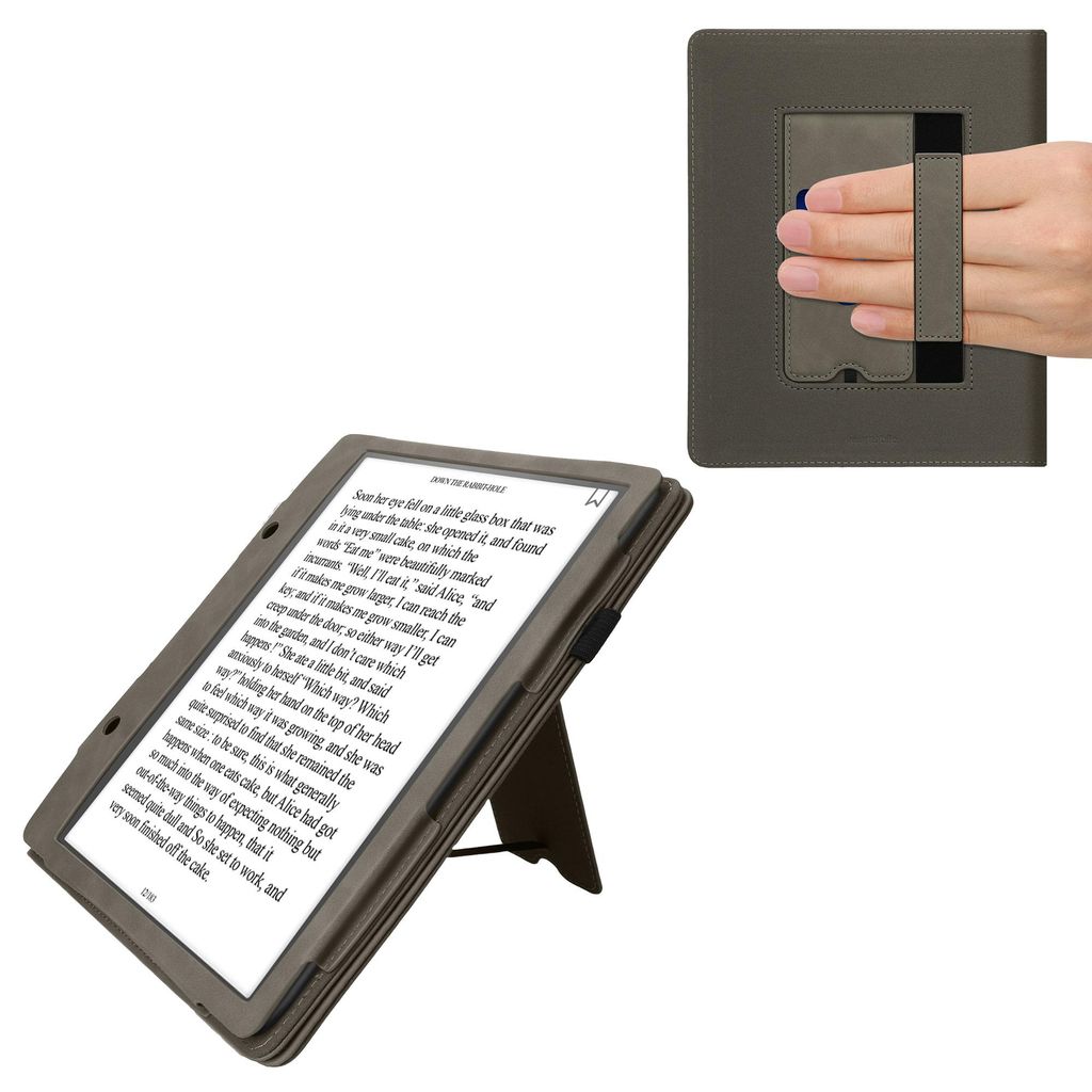 kwmobile Schutzhülle kompatibel mit Amazon Kindle Scribe (2022/2024) Flip Hülle - Cover mit Handschlaufe - Pusteblume Love Grau