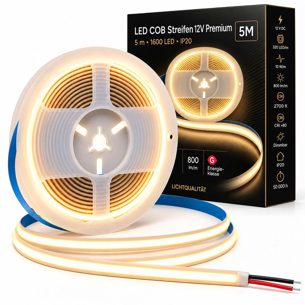 MasterLED LED Strip COB Premium 5m 12V Warmweiß 2700K IP20 Produktbild 