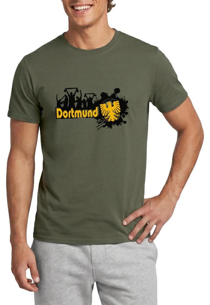 Spreadshirt Dortmund Stadt Fan Sport Fussball Männer T-Shirt, XL, Militärgrün