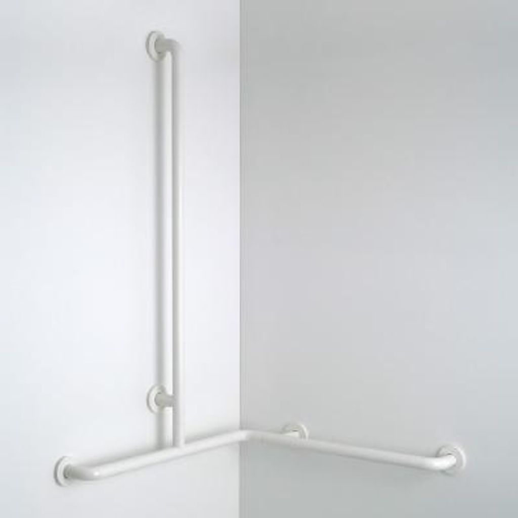 pba 01 Duschhandlauf R 760x760 mit BH, Brausehalterstange 1160mm, aus Nylon