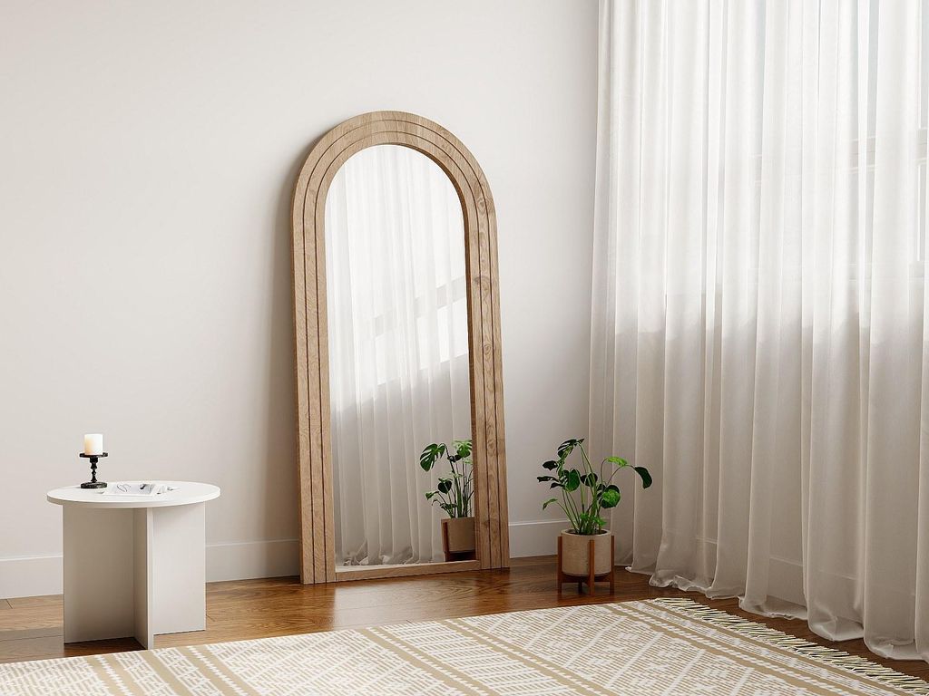 Großer gebogener Spiegel aus Gummiholz - B 70 x H 150 cm - Natur - ANSHUN