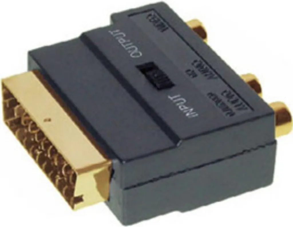 Adaptateur vidéo Scart S/CONN contacts dorés avec sorties RCA et S-Vidéo