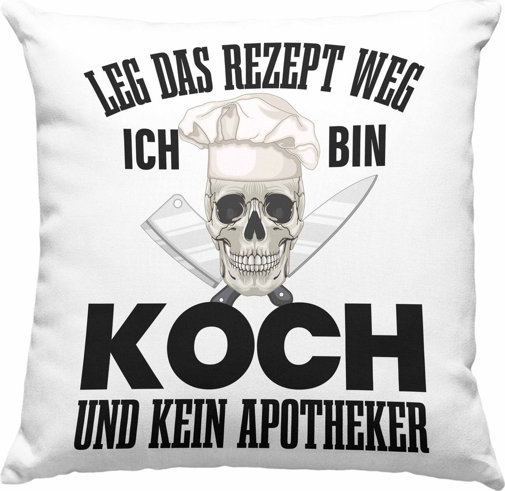 Trendation - Koch Geschenke Männer Deko-Kissen mit Füllung 40x40 Lustig Geschenk für Koch Köchin Geschenkidee Frauen (Blau)