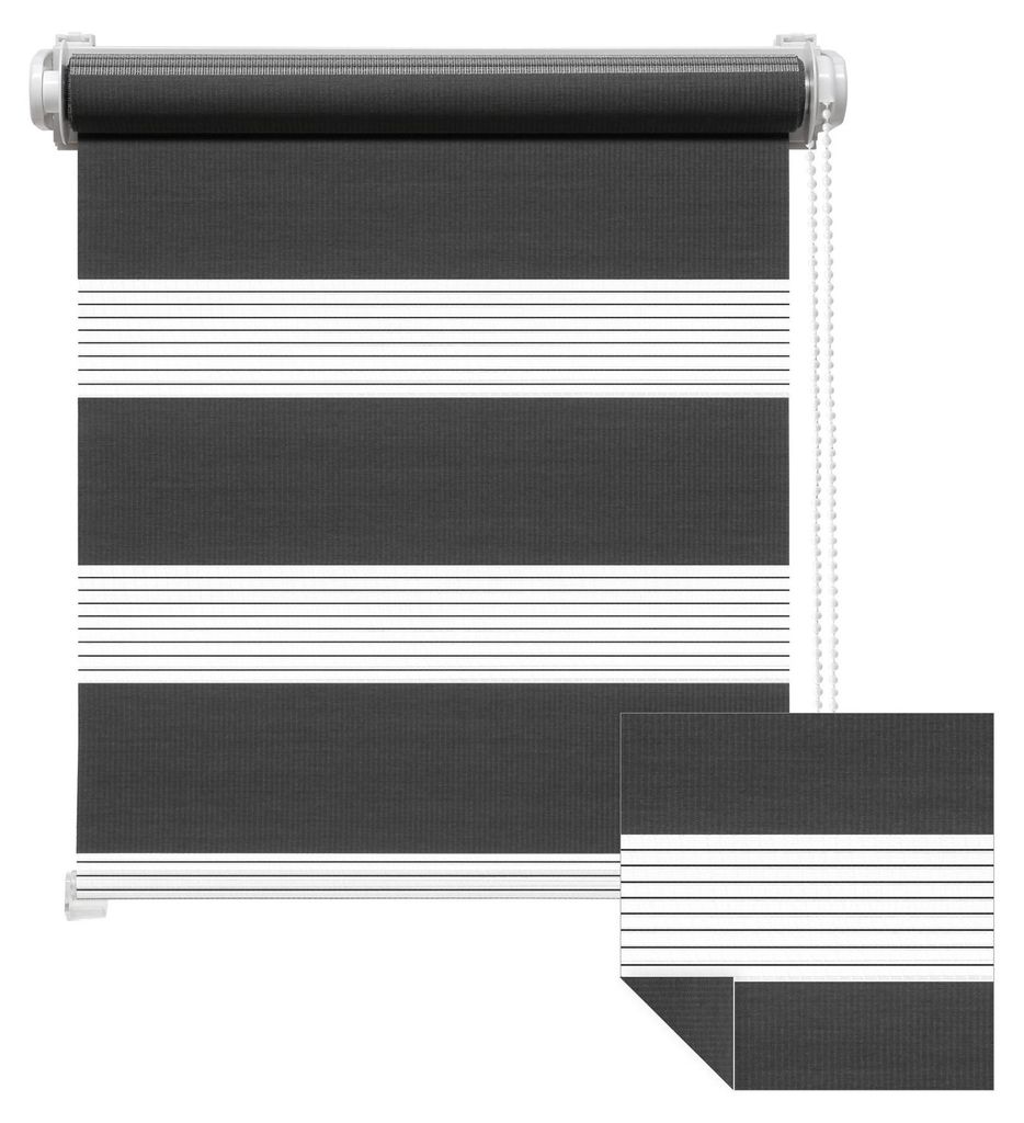 Doppelrollo Fenster ohne Bohren Zevra 140x160cm dunkelgrau Produktbild 
