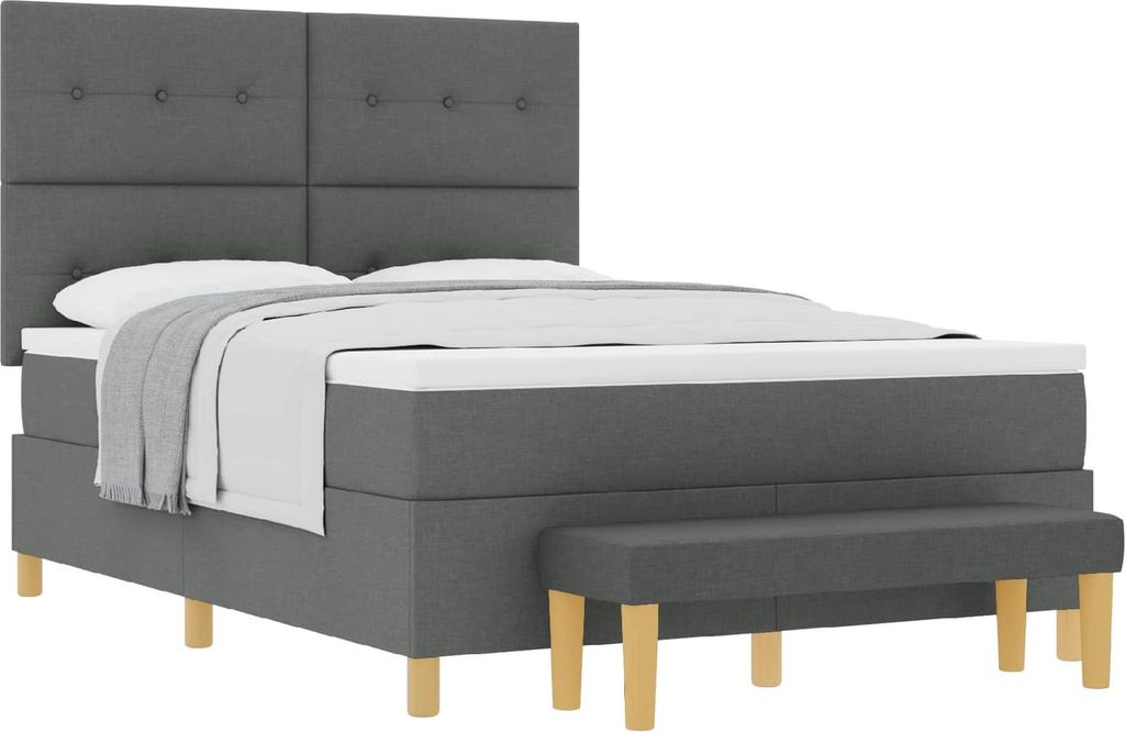 vidaXL Boxspringbett mit Kopfteil Dunkelgrau 200 x 160 cm Stoff