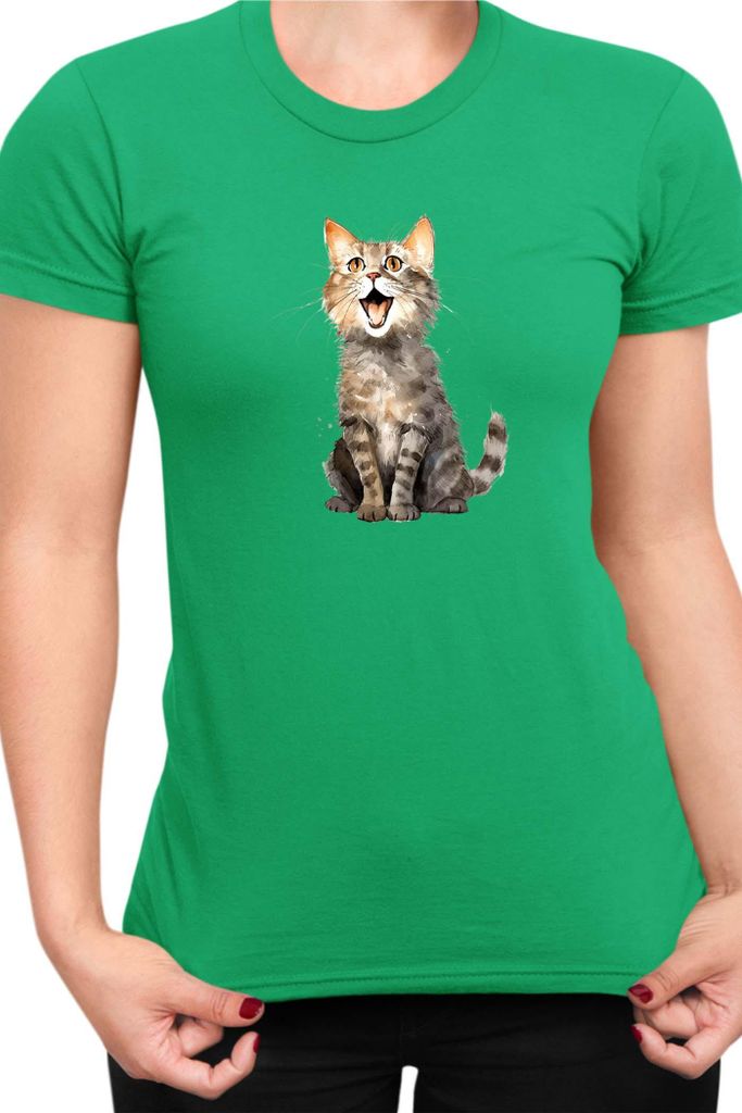 Damen T-Shirt Funny Cats Breeds Domestic Shorthair Cat, Lady S / Grün