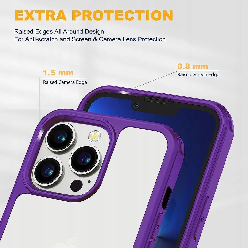 Housse iPhone 14 Pro Max Violette - Étui Rigide avec Renfort de Bordure - 4