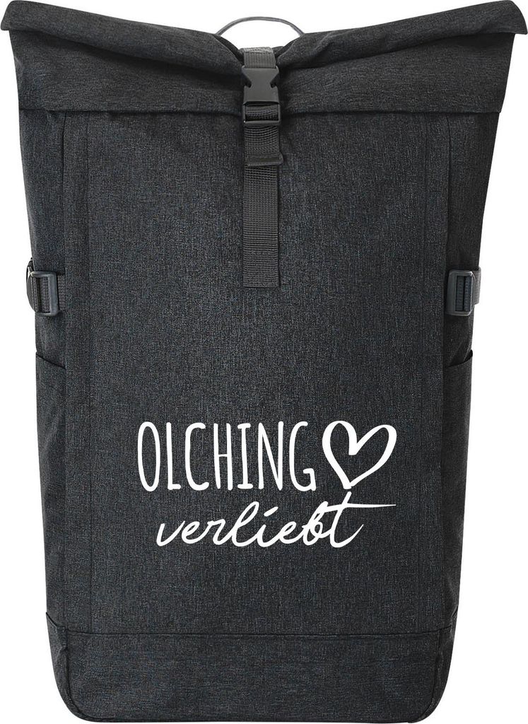 Huuraa Kurierrucksack Olching verliebt Geschenk 30-44 Liter Black Melange Fairtrade Rolltop Rucksack Olching Geschenkidee