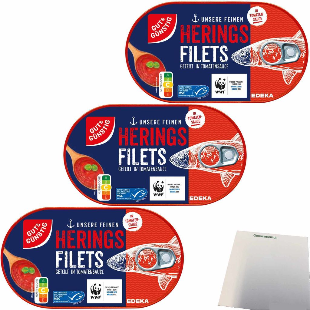 Gut & Günstig Heringsfilets in Tomatensauce 3er Pack Produktbild 