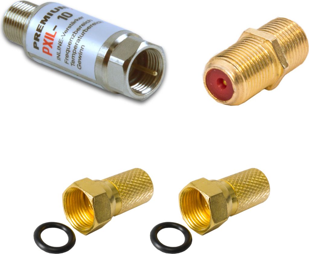 PremiumX SAT Inline Verstärker Set Signalverstärker F-Verbinder 2x F-Stecker