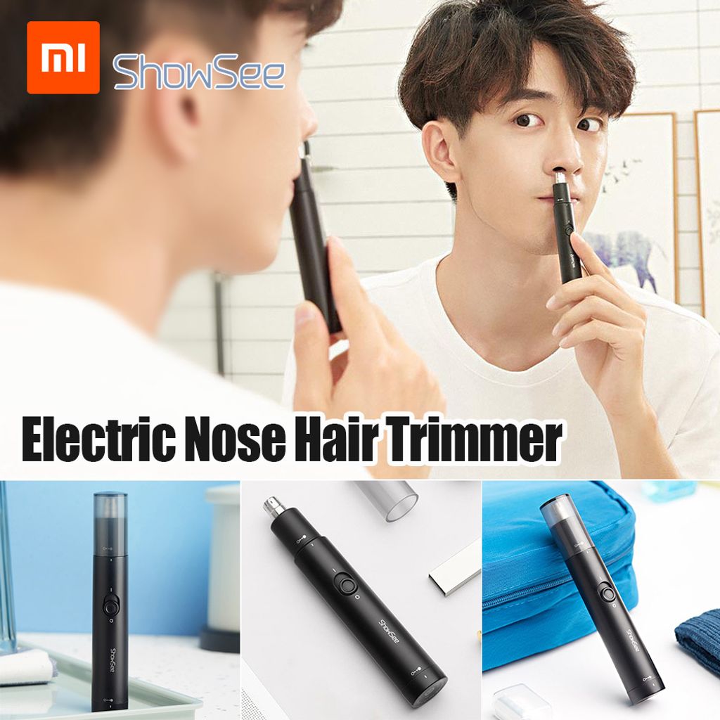 Xiaomi Youpin ShowSee Elektrischer Nasenhaarschneider C1-BK Tragbar Abnehmbar Waschbar Zweischneidig um 360 ¡ã drehbare Messerkoepfe Geraeuscharm