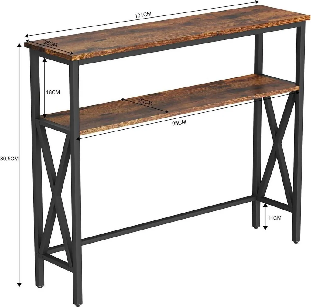 Console stable pour sol irrégulier réglable marron rustique 101 cm - 2