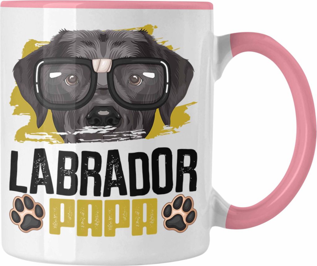 Trendation - Labrador Papa Besitzer Tasse Geschenk Lustiger Spruch Geschenkidee Labrador Liebhaber (Rosa)