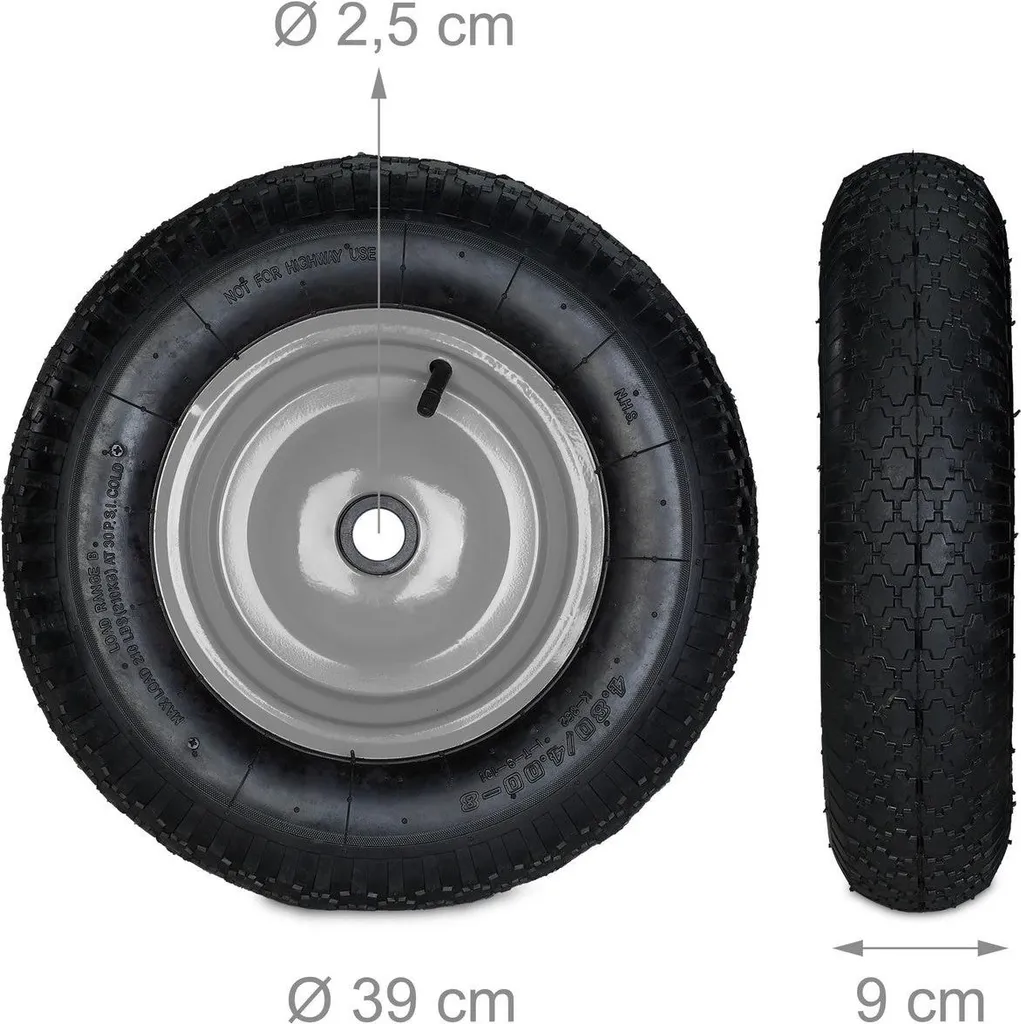 Roue de secours gonflable 4.80 4.00-8 pour brouettes et chariots