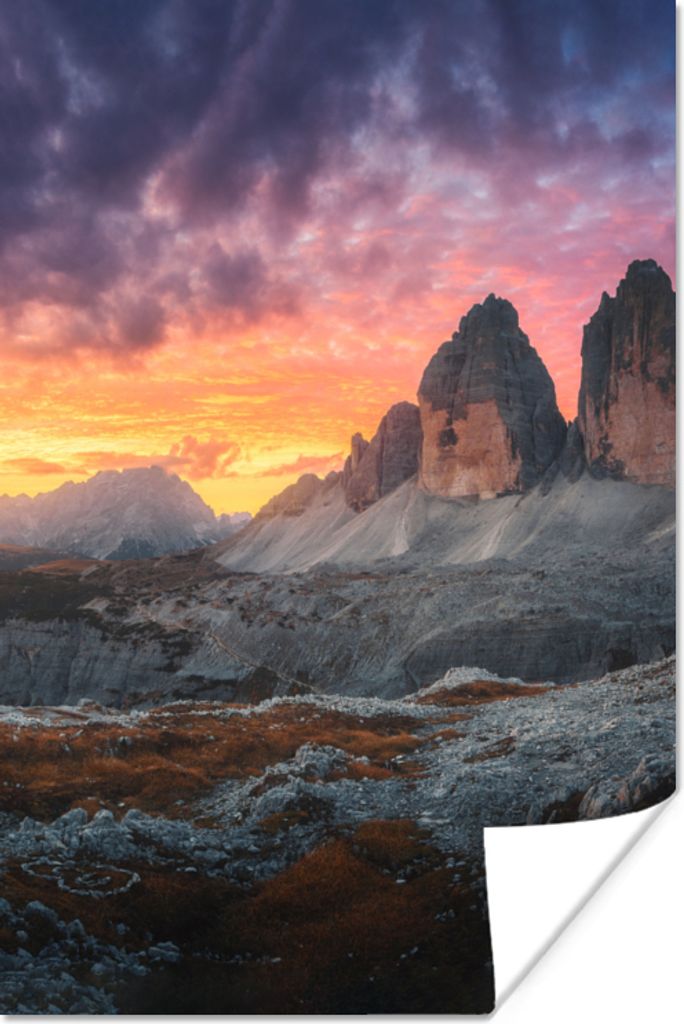MuchoWow Poster Felsen - Berg - Sonnenuntergang - Landschaft 40x60 cm - Plakate für die Wand - Poster Babyzimmer
