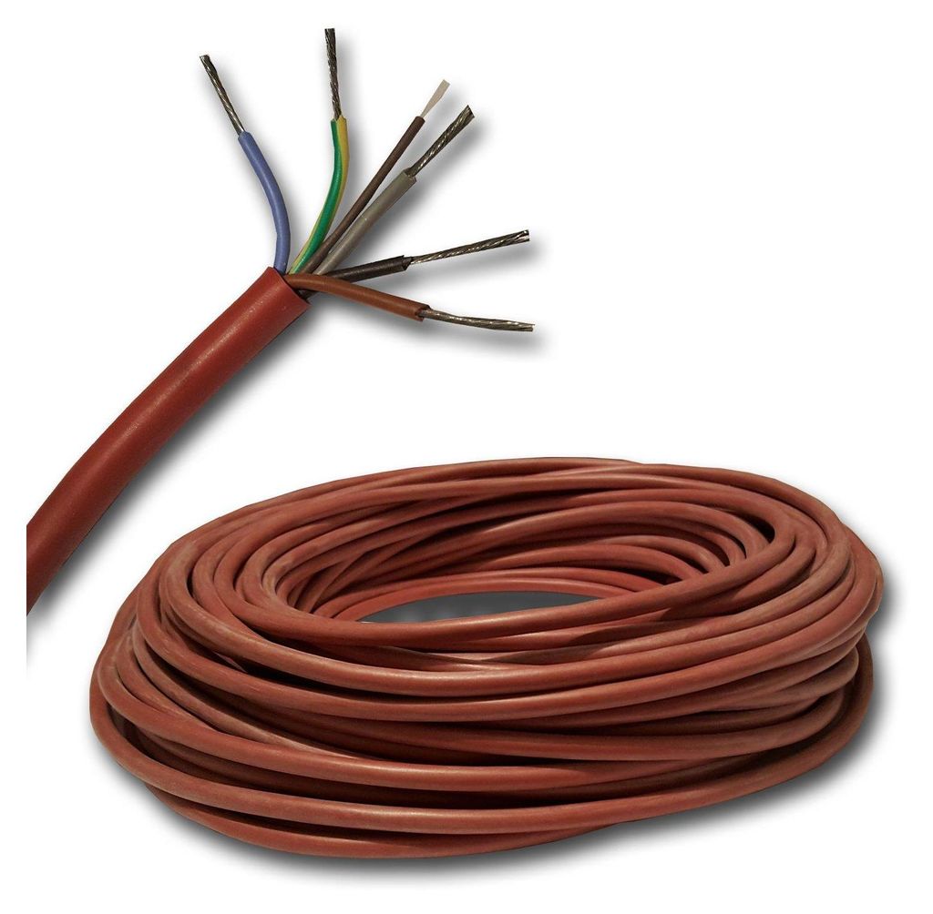 3 Meter Silikonkabel z.B. für Ihre Sauna - SIHF 5x2,5 mm² 3m