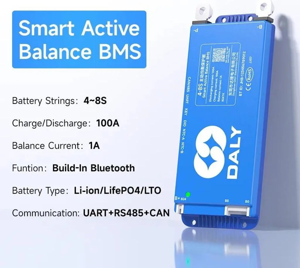 BMS Smart Active Balance 4S-24S 100A avec Bluetooth et CAN bus intégré - 2