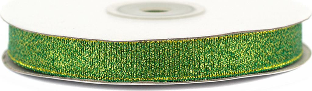 Glitzerband 12mm x 32m Rolle Grün / Gold Produktbild 