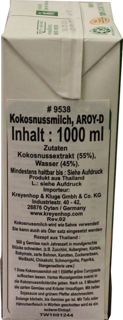 Aroy-D kokosové mlieko 1 liter Obrázok produktu 5