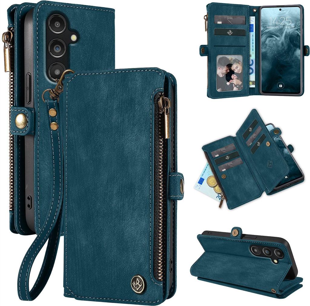 Handy Hülle für Samsung Galaxy A17 / A17 5G Geldbeutel Geldbörse RFID Schutz Klapphülle Cover Schutzhülle Wallet Farbe: Petrol