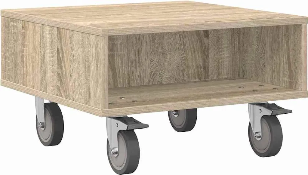 Tavolino Salvaspazio vidaXL 50x50x30 cm Rovere Sonoma con Ruote