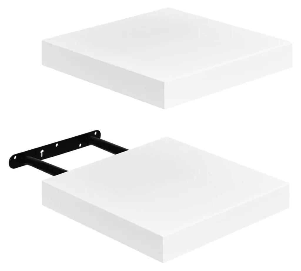 Lot de 2 Étagères Murales Suspendues 20x20 cm en MDF Blanc - Gain d'Espace