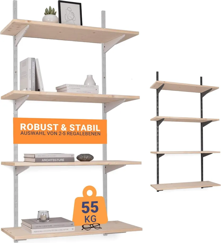 Étagère murale blanche pour gagner de la place : 100 cm avec 2 niveaux