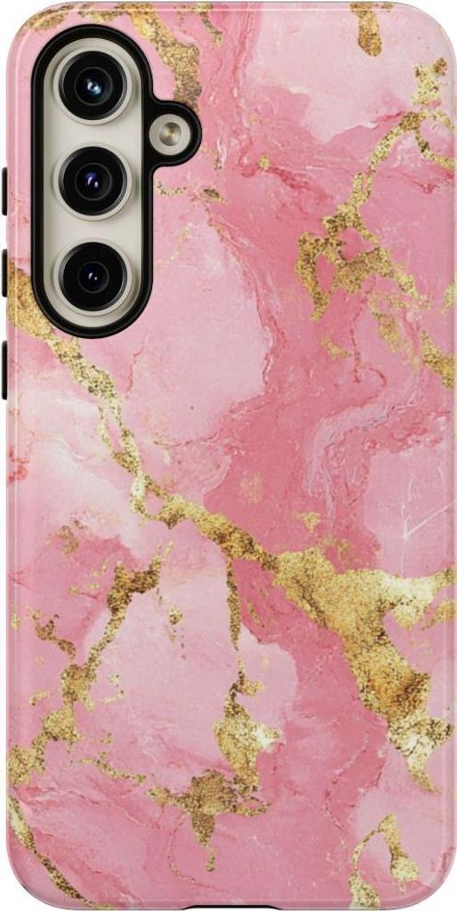 Rosa Marmoroptik mit goldenen Akzenten – Hülle Kompatibel mit Samsung Galaxy S24 Plus