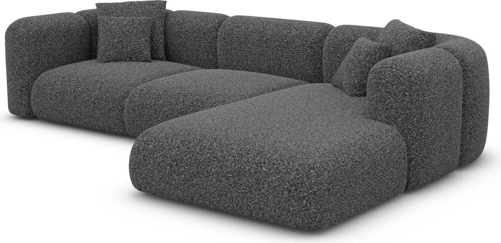 Bouclé L-Form Sofa Belio Graphit Rechts