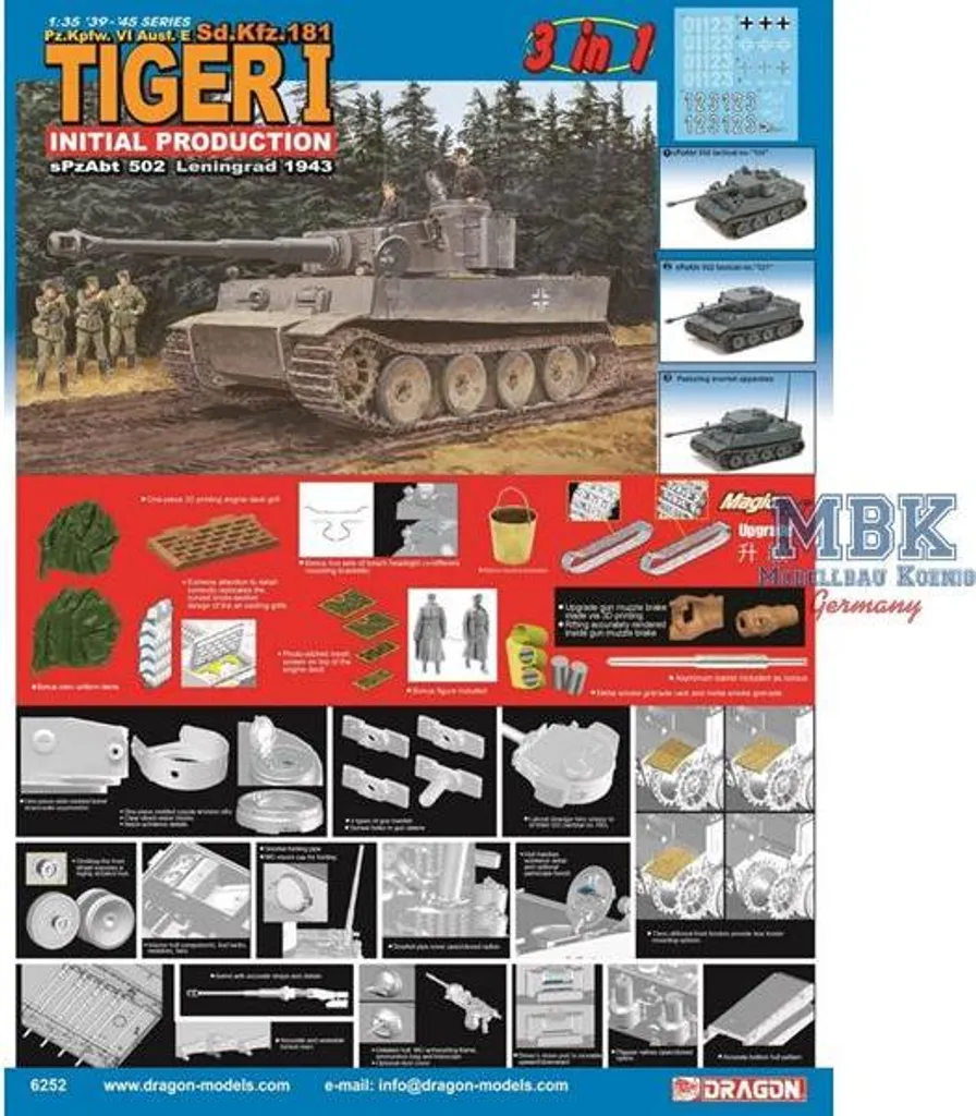 Maquette Char Tiger I SD.KFZ.181 Initial Type 1:35 Haute Précision