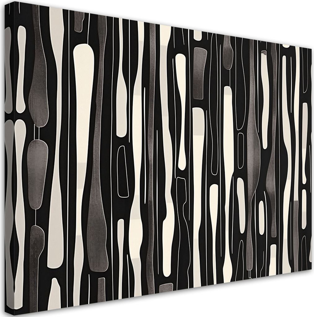 Leinwandbild Schwarz-Weiß Retro Abstraktion 60x40 Feeby Violett bild für die wand bereit zum aufhängen