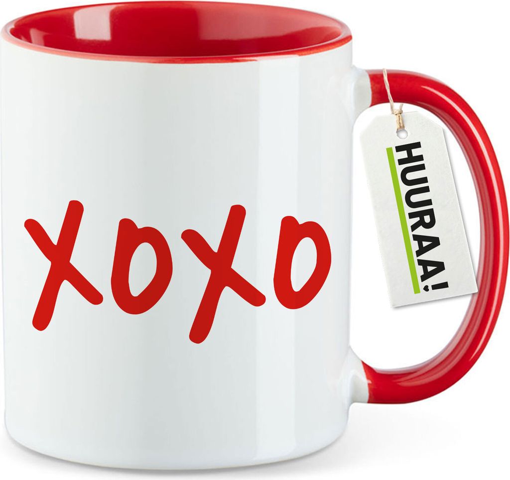 Huuraa Kaffeetasse XOXO Kuss 330ml Rot Keramik Kaffeebecher Geschenkidee