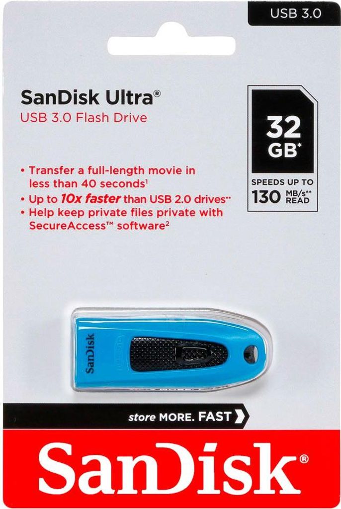 SanDisk Ultra - USB-flashstation - 32 GB - USB 3.0 - Blauw Productafbeelding 