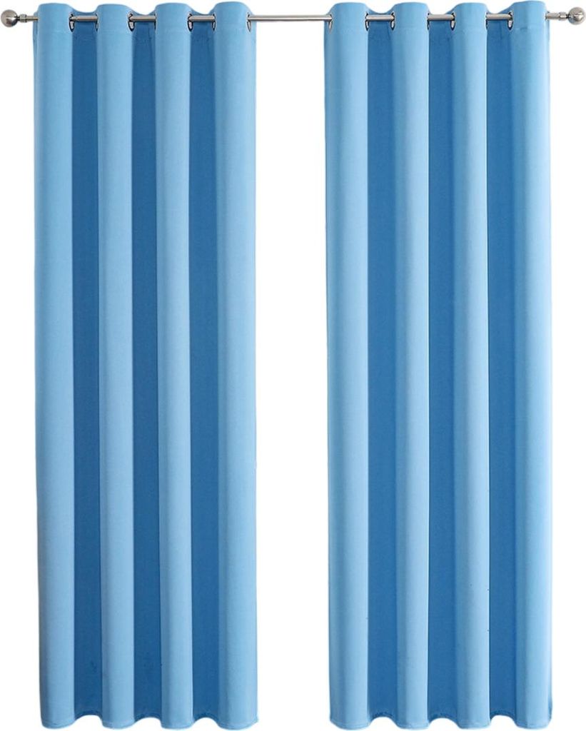2er-Set, solide Ösenvorhänge, Thermo-Verdunkelungsvorhänge, Fensterbehandlung für Schlafzimmer, 100 x 200 cm, Himmelblau, Himmelblau