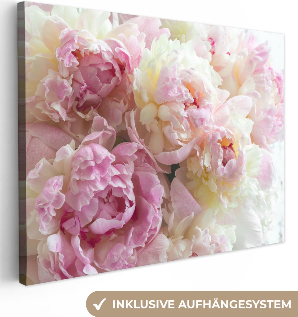 MuchoWow - Leinwandbilder - Vintage - Blumen - Rosen - Natur, Wandbild, Wanddeko Bilder Wohnzimmer, 40x30 cm