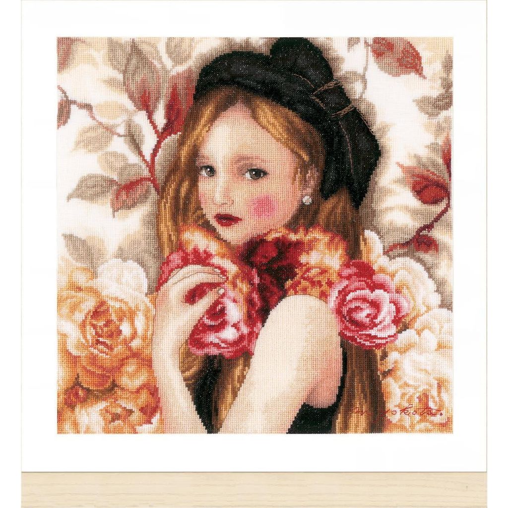 Lanarte Kreuzstich Set "Ich halte Rosen", Zählmuster, 32x32cm