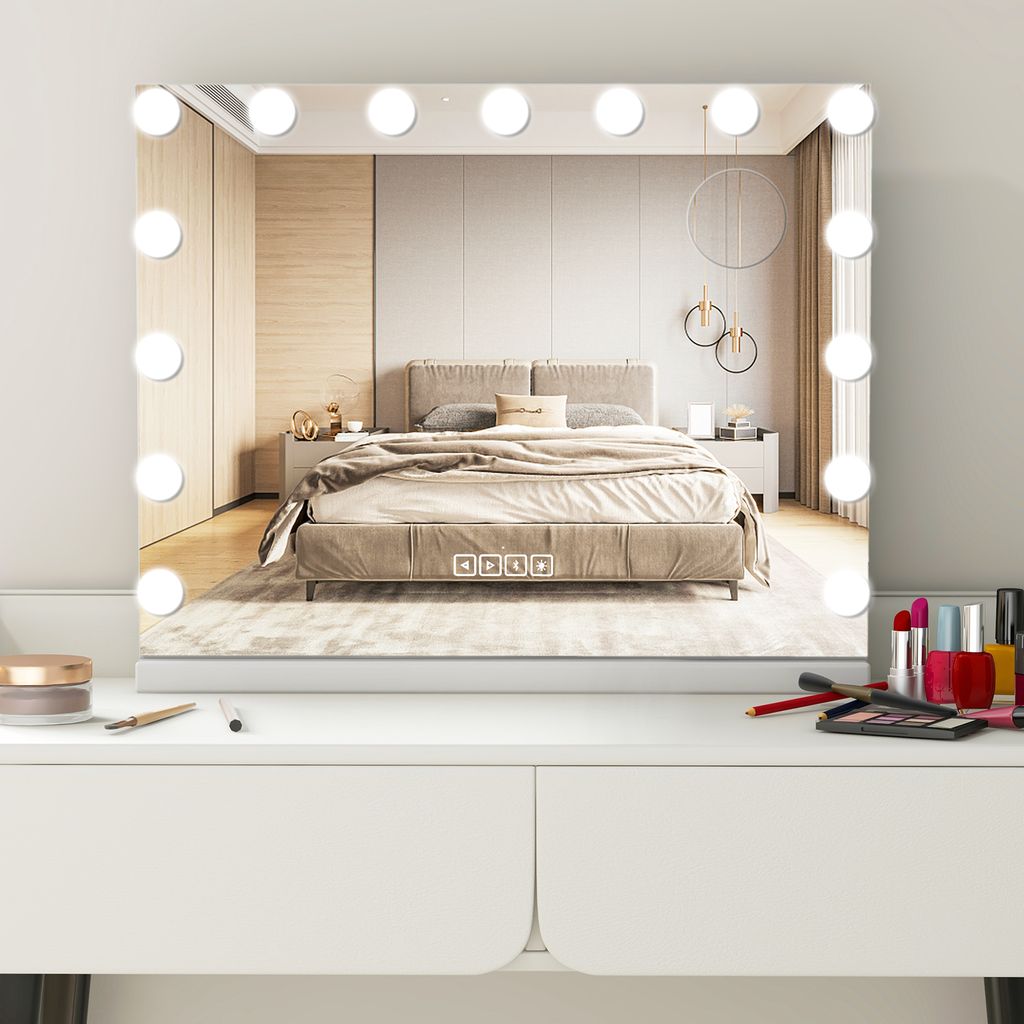 COSTWAY Hollywoodské zrcadlo s 15 stmívatelnými LED světly, Obrázek produktu 2