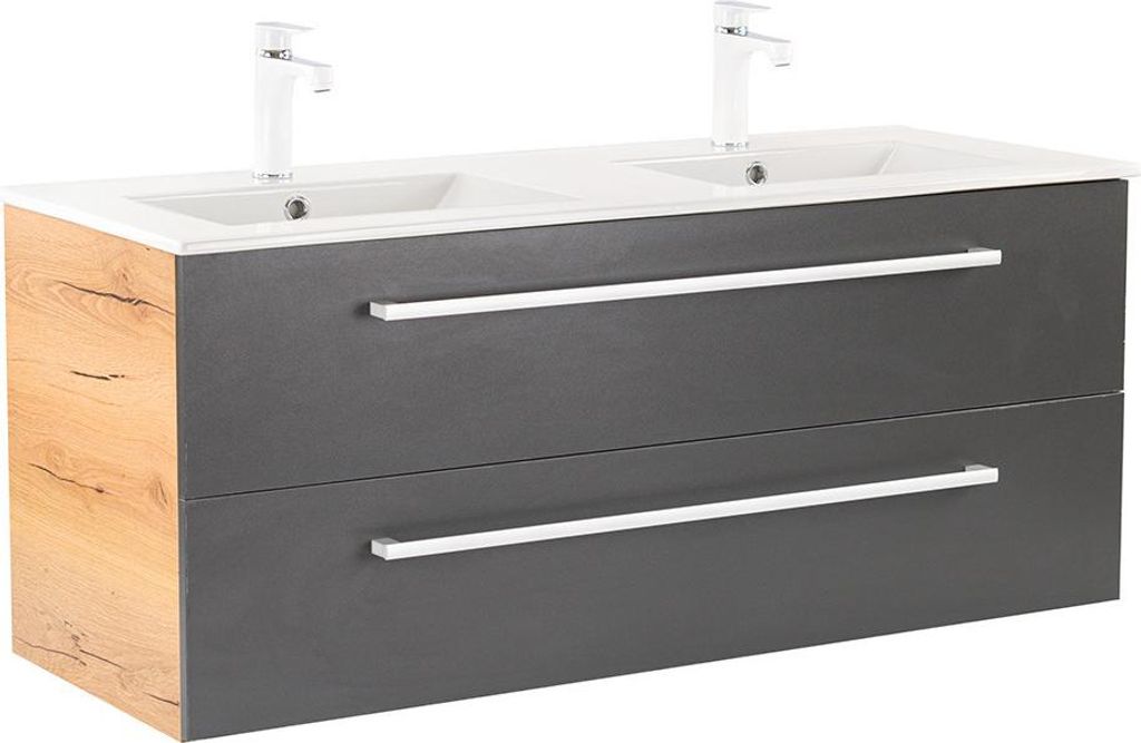 Leziter Vario Clam 120 Unterschrank mit Spüle Eiche-anthrazit