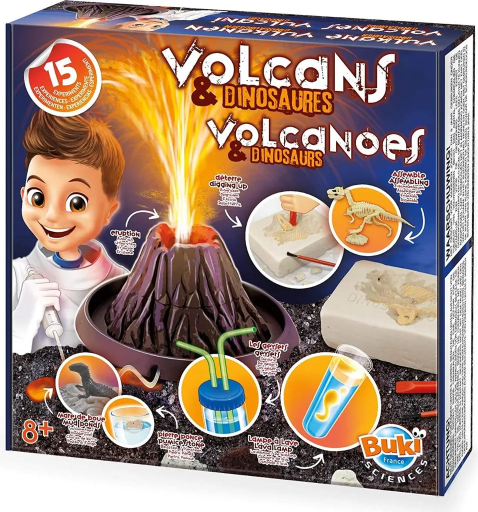 Coffret Scientifique Volcans et Dinosaures Buki 2224 Cadeau Enfant 8 ans