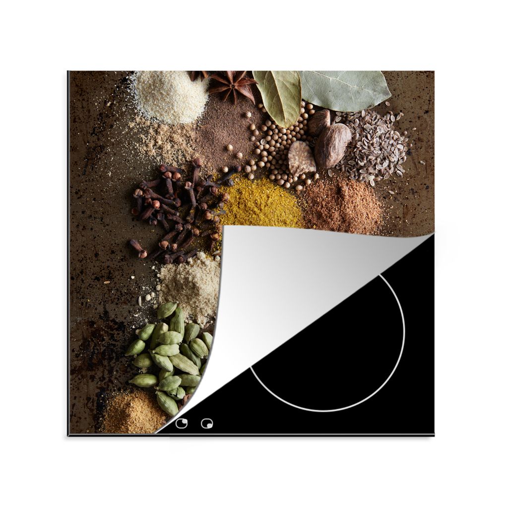 KitchenYeah Herdabdeckplatte Kräuter - Gewürze - Pflanzen , 78x78cm, Küche Deko, Glaskeramikkochfeld Herdabdeckung, Abdeckplatte fùr Kochfeld