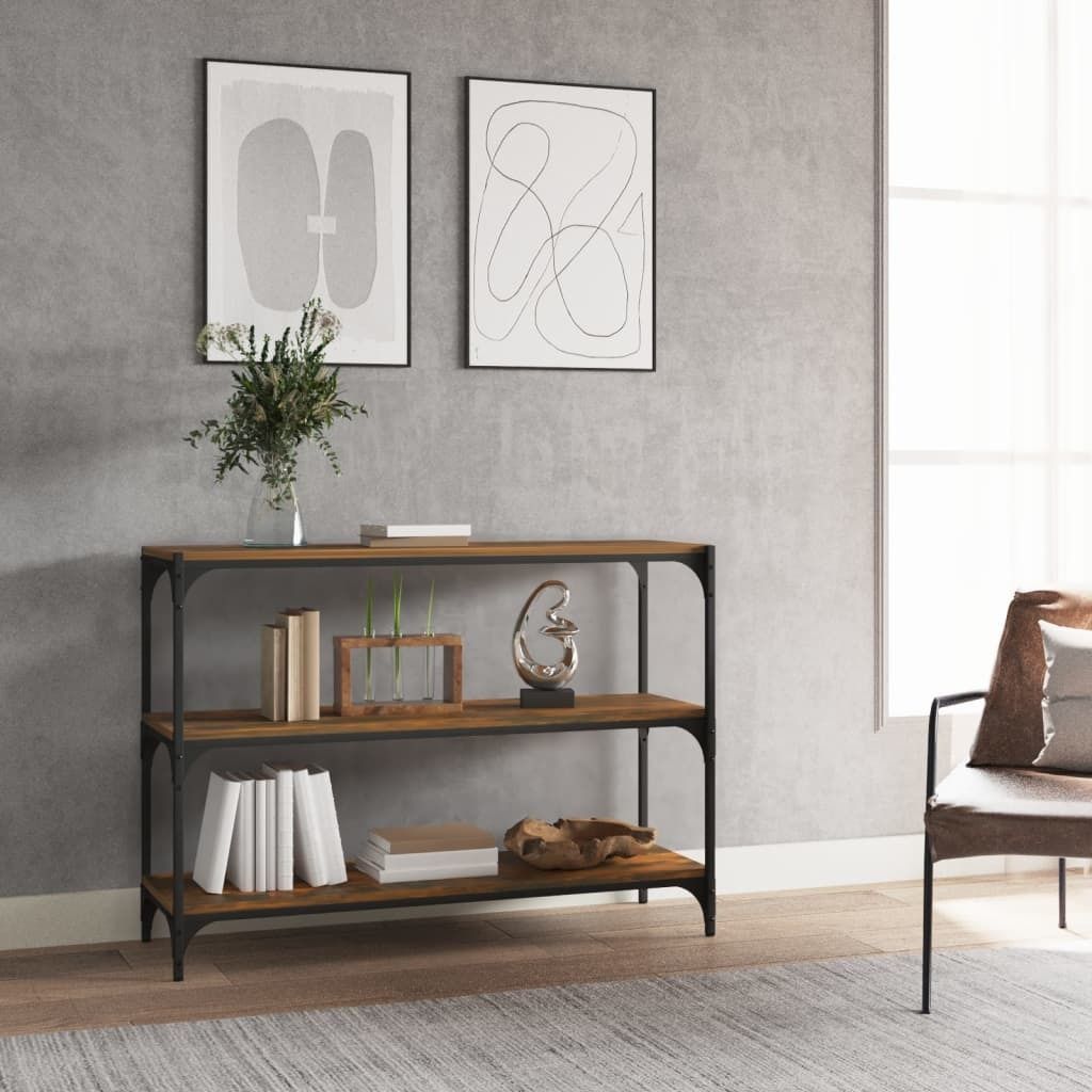 vidaXL Bücherregal Räuchereiche 100x33x70,5 cm Holzwerkstoff und Stahl - Bücherregal - Bücherregale - Büchergestell - Bücherschrank