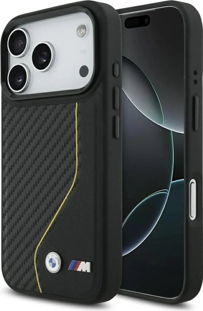Custodia iPhone 17 Pro BMW M Carbon Line Gialla MagSafe Luxury Case