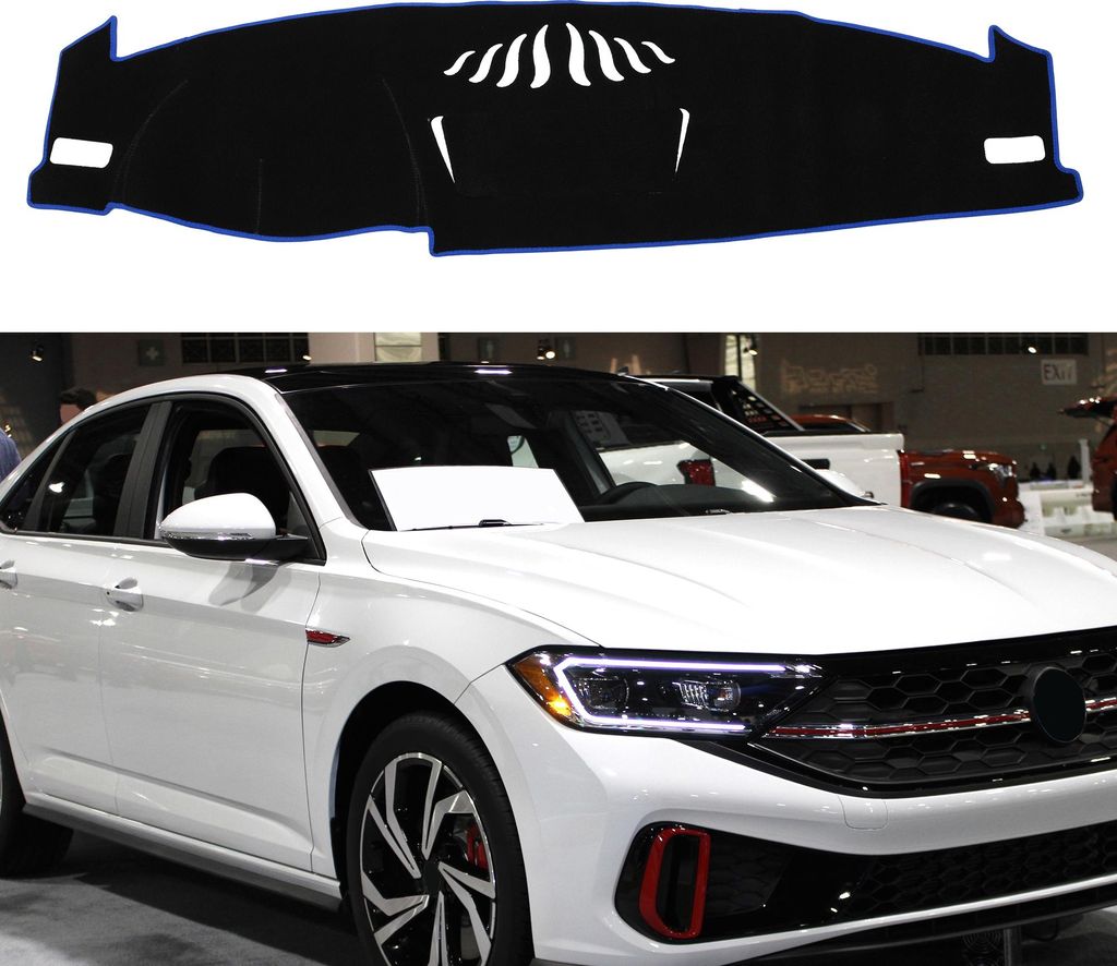 Armaturenbrett-Abdeckung, rutschfeste Armaturenbrett-Teppichmatte für Volkswagen Atlas 2018-2023, Polyester, Schwarz Blau