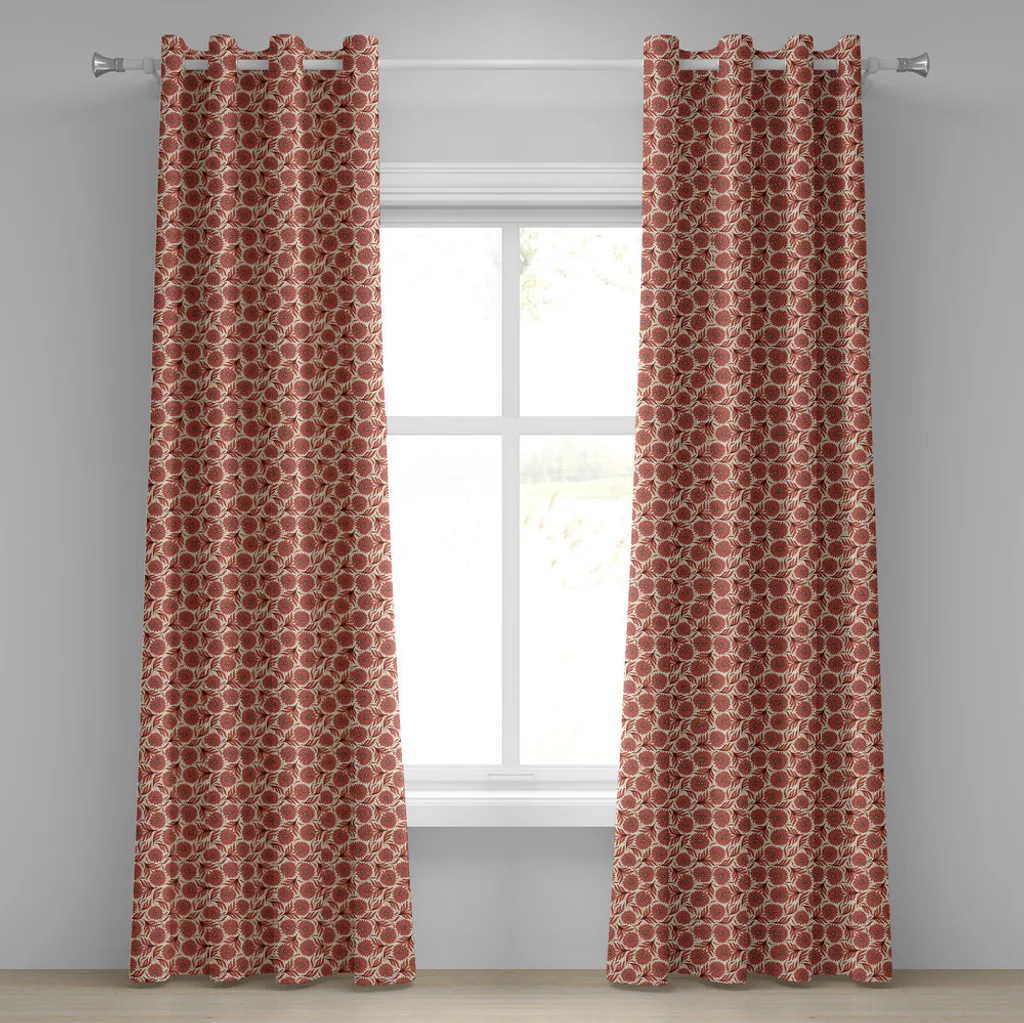 Paire de rideaux décoratifs corail à motif floral été pour salon 175cm