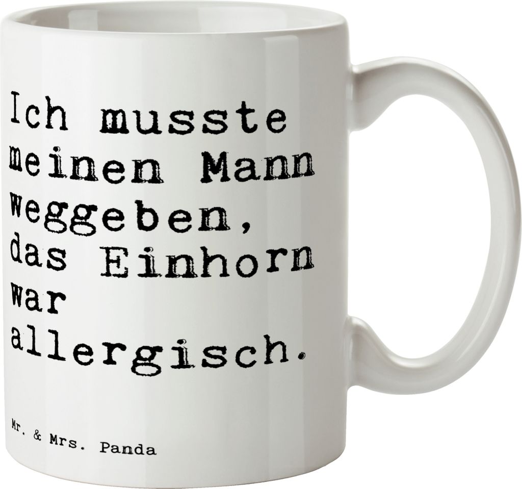 Mr. & Mrs. Panda Pott Ich musste meinen Mann... - Weiß - Geschenk, Geschenktasse, Einhorn, Liebe, Becher, Spruch, Kaffeebecher, Teetasse, lustig, ...