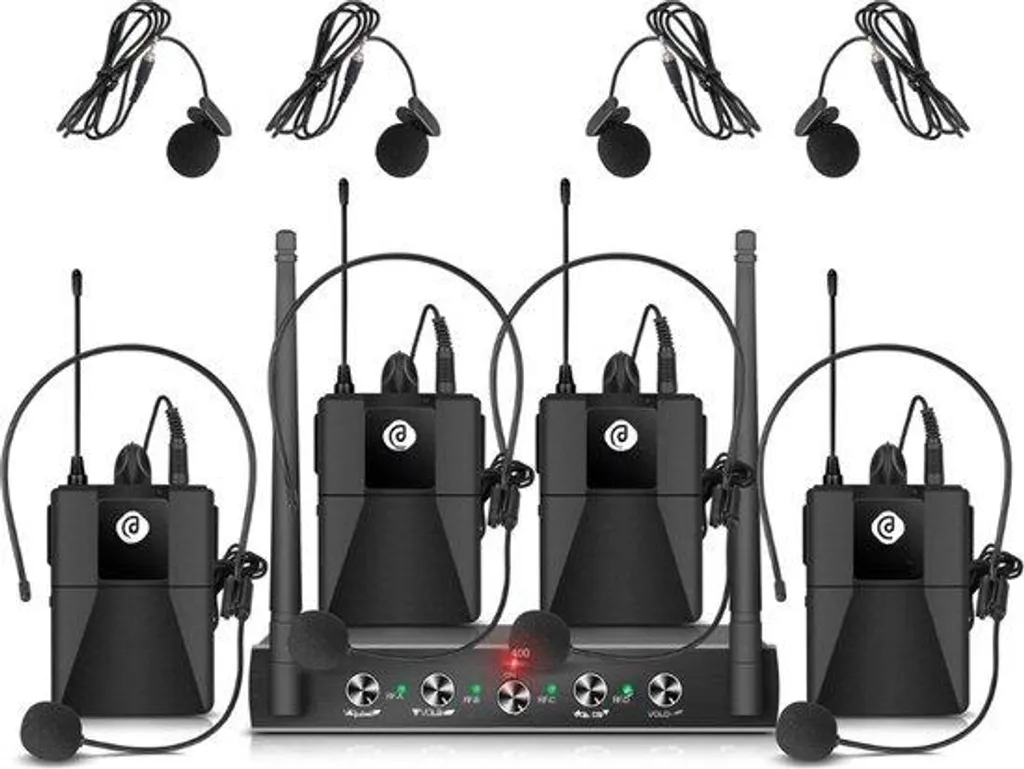 Système micro UHF 4 canaux avec affichage LCD et transmission longue portée